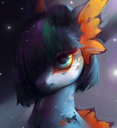 Size: 1840x2000 | Tagged: safe, artist:rvsd, imported from derpibooru, oc, oc only, original species, pony, abstract background, female, hair over one eye, mare, solo
