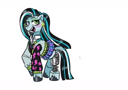 Size: 1754x1240 | Tagged: safe, artist:jully-park, imported from derpibooru, earth pony, pony, frankie stein, full body, monster high, nonbinary, simple background, solo, white background