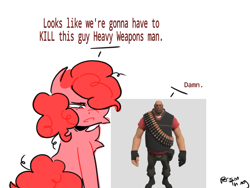 Size: 3072x2304 | Tagged: safe, artist:notpersonthing, imported from derpibooru, pinkie pie, earth pony, human, pony, heavy (tf2), solo, team fortress 2