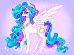 Size: 2048x1540 | Tagged: safe, artist:dollbunnie, imported from derpibooru, princess celestia, alicorn, pony, female, gradient background, mare, peytral, solo, spread wings, wings