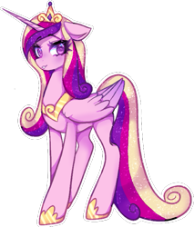 Size: 585x688 | Tagged: safe, artist:natures_love, imported from derpibooru, princess cadance, alicorn, pony, concave belly, female, folded wings, large wings, long tail, mare, outline, simple background, slender, solo, tail, tall, thin, transparent background, white outline, wings