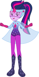 Size: 2714x5352 | Tagged: safe, artist:dupontsimon, imported from derpibooru, sci-twi, twilight sparkle, human, fanfic:choose your own magic ending, equestria girls, fanfic art, my little pony equestria girls: better together, simple background, solo, superhero, transparent background, vector