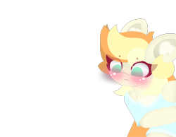 Size: 4096x3185 | Tagged: safe, artist:sodapop sprays, imported from derpibooru, oc, oc:sodapop sprays, pegasus, pony, blushing, clothes, curious, ear fluff, eye clipping through hair, happy, looking down, shirt, simple background, solo, transparent background