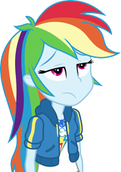Size: 3000x4265 | Tagged: safe, artist:cloudy glow, imported from derpibooru, rainbow dash, human, equestria girls, .ai available, annoyed, clothes, equestria girls specials, female, frown, geode of super speed, hoodie, jacket, magical geodes, my little pony equestria girls: holidays unwrapped, shirt, simple background, solo, transparent background, vector