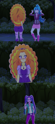 Size: 2000x4500 | Tagged: safe, artist:juanjocrespo, imported from derpibooru, adagio dazzle, aria blaze, sonata dusk, human, equestria girls, ass, belt, blushing, bush, butt, clothes, comic, confused, denim, faic, female, fingerless gloves, flirting, forest, gloves, how to train your dragon, humanized, jeans, kisekae, lesbian, meme, movie reference, nature, open mouth, pants, ponified meme, shipping, shirt, shorts, skirt, socks, sonagio, spiked wristband, stockings, the dazzlings, thigh highs, thumbs up, tree, trio, trio female, wristband
