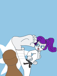 Size: 7632x10176 | Tagged: safe, imported from derpibooru, rarity, human, equestria girls, barefoot, black belt, clothes, feet, gi, martial artist rarity, martial arts