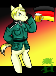 Size: 730x985 | Tagged: safe, artist:mistyrainbowfleece, imported from derpibooru, earth pony, pony, bipedal, clothes, germany, hetalia, iron cross, male, nation ponies, ponified, solo