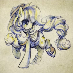 Size: 2000x2000 | Tagged: safe, artist:paipaipai163, imported from derpibooru, applejack, earth pony, pony, bridle, clothes, female, mare, saddle, shoes, simple background, sneakers, tack, traditional art, white background