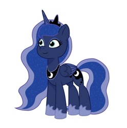 Size: 640x645 | Tagged: safe, artist:jazzhooves, imported from derpibooru, princess luna, alicorn, pony, colored wings, crown, ethereal mane, ethereal tail, eyeshadow, female, g4 to g5, g5, gauntlet, generation leap, jewelry, makeup, palindrome get, regalia, simple background, solo, tail, white background, wings
