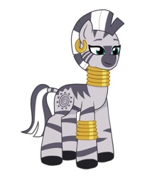 Size: 640x725 | Tagged: safe, artist:jazzhooves, imported from derpibooru, zecora, zebra, ear piercing, earring, female, g4 to g5, g5, generation leap, jewelry, leg rings, neck rings, piercing, simple background, smiling, solo, white background