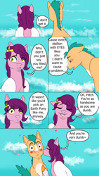 Size: 720x1280 | Tagged: safe, artist:helathahstudios, imported from derpibooru, hitch trailblazer, pipp petals, earth pony, pegasus, pony, blaze (coat marking), blushing, cheek kiss, coat markings, comic, crown, duo, duo male and female, eye clipping through hair, eyes closed, facial markings, female, g5, heart, hoof on chest, jewelry, kissing, male, open mouth, pitch, regalia, shipping, speech bubble, straight, yellow eyes, yellow-eyed pipp