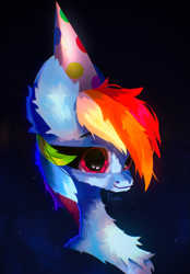 Size: 1469x2113 | Tagged: safe, artist:kainy, imported from derpibooru, rainbow dash, pony, hat, looking at you, party hat, solo