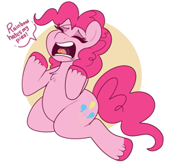 Size: 1545x1522 | Tagged: safe, artist:lulubell, imported from derpibooru, pinkie pie, earth pony, pony, secrets and pies, eyes closed, implied rainbow dash, kneeling, open mouth, sad, screaming, solo, unshorn fetlocks, yelling