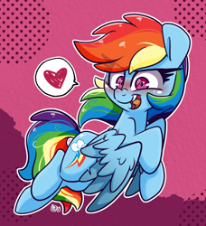 Size: 1640x1800 | Tagged: safe, artist:lou, imported from derpibooru, rainbow dash, pegasus, pony, female, happy, heart, looking at you, mare, open mouth, open smile, smiling, solo