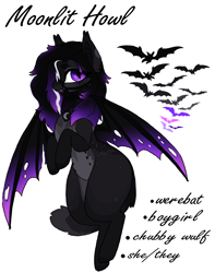 Size: 1500x1900 | Tagged: safe, artist:left4deadd, imported from derpibooru, oc, oc:moonlit howl, bat pony, pony, undead, vampire, vampony, wolf, wolf pony, nipple on stomach, nipples, nudity, pony oc, reference sheet, ripped wings, simple background, werebat, white background, wings