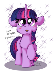 Size: 1414x2000 | Tagged: safe, artist:julunis14, imported from derpibooru, twilight sparkle, pony, unicorn, blank flank, blushing, cheek fluff, chest fluff, cute, female, filly, filly twilight sparkle, floppy ears, foal, horn, implied princess celestia, leg fluff, looking at someone, looking at you, looking up, raised hoof, signature, simple background, solo, sparkles, tail, twiabetes, unicorn twilight, white background, younger