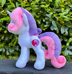 Size: 2016x2048 | Tagged: safe, artist:rtryart, imported from derpibooru, sweetie belle, pony, unicorn, female, horn, irl, mare, older, older sweetie belle, photo, plushie, solo, standing
