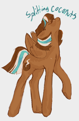 Size: 840x1281 | Tagged: safe, artist:guccilarue, imported from derpibooru, oc, oc:splitting coconuts, pegasus, pony, brown coat, gray background, multicolored hair, pegasus oc, simple background, wings