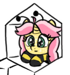 Size: 507x543 | Tagged: safe, artist:craftycirclepony, imported from derpibooru, oc, oc only, oc:crafty circles, unicorn, animal costume, antennae, bee costume, clothes, costume, cute, female, filly, foal, freckles, honeycomb (structure), horn, looking at you, solo