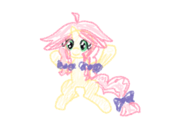 Size: 2000x1500 | Tagged: safe, artist:craftycirclepony, imported from derpibooru, oc, oc only, oc:crafty circles, unicorn, bow, crayon drawing, cute, female, filly, foal, hair bow, happy, horn, raised leg, self portrait, simple background, sitting, sketch, solo, traditional art, white background