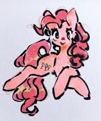 Size: 745x894 | Tagged: safe, artist:punkieple, imported from derpibooru, pinkie pie, earth pony, pony, female, mare, marker drawing, pink coat, pink hair, pink tail, solo, tail, traditional art