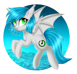 Size: 1605x1549 | Tagged: safe, artist:queenofsilvers, imported from derpibooru, oc, oc only, oc:sister note, bat pony, pony, bat ears, bat pony oc, bat wings, commission, ear fluff, eye clipping through hair, eyebrows, eyebrows visible through hair, female, looking at you, mare, ocean, signature, simple background, slit pupils, solo, spread wings, tail, transparent background, water, wings