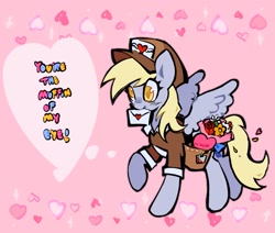 Size: 2031x1724 | Tagged: safe, artist:punkieple, imported from derpibooru, derpy hooves, pegasus, pony, female, holiday, mailmare, mare, smiling, solo, valentine's day