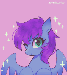 Size: 700x778 | Tagged: safe, artist:petaltwinkle, imported from derpibooru, oc, oc only, oc:nova twinkle, pony, animated, commission, cute, eye shimmer, frame by frame, heart, heart eyes, purple background, simple background, solo, wingding eyes, ych result