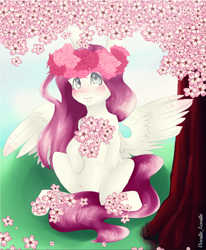Size: 452x548 | Tagged: safe, artist:majesticwhalequeen, imported from derpibooru, oc, pegasus, pony, female, flower, mare, solo