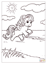Size: 613x834 | Tagged: safe, imported from derpibooru, baby heart throb, pegasus, pony, animated, cloud, coloring page, female, filly, foal, g1, gif, non-animated gif, path, solo, sun