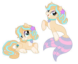 Size: 2656x2200 | Tagged: safe, artist:machakar52, imported from derpibooru, pony, seapony (g4), starfish, unicorn, coral (paw patrol), crossover, horn, jewelry, looking at you, necklace, open mouth, open smile, paw patrol, pearl, pearl necklace, ponified, pup, seaponified, seashell necklace, simple background, smiling, species swap, transparent background