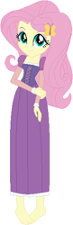 Size: 181x559 | Tagged: safe, artist:sturk-fontaine, imported from derpibooru, fluttershy, human, equestria girls, barefoot, base used, clothes, cosplay, costume, disney princess, feet, rapunzel, simple background, white background
