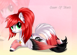 Size: 2173x1553 | Tagged: safe, artist:queenofsilvers, imported from derpibooru, oc, oc only, pegasus, pony, commission, female, looking at you, lying down, mare, pegasus oc, prone, smiling, smiling at you, solo, sploot, tail, wings, zoom layer
