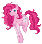 Size: 1812x1866 | Tagged: safe, artist:sychia, imported from derpibooru, pinkie pie, earth pony, pony, alternate hairstyle, cute, diapinkes, female, mare, markings, one eye closed, redesign, simple background, solo, transparent background, wink