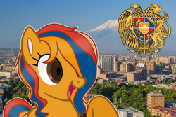 Size: 1280x853 | Tagged: safe, alternate version, artist:fioweress, edit, imported from derpibooru, oc, pony, armenia, irl, mount ararat, nation ponies, photo, ponies in real life, ponified, solo, yerevan