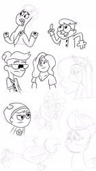 Size: 1080x1920 | Tagged: safe, imported from derpibooru, hitch trailblazer, izzy moonbow, zipp storm, dexter's laboratory, digital art, doodle, g5, good pizza great pizza, lineart, sketch, the fairly oddparents, the grim adventures of billy and mandy