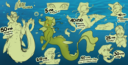 Size: 4000x2039 | Tagged: safe, artist:natt333, imported from derpibooru, oc, anthro, seapony (g4), adoptable, auction, bubble, crepuscular rays, dorsal fin, fin, fins, fish tail, flowing mane, flowing tail, ocean, scales, smiling, solo, sunlight, swimming, tail, underwater, water