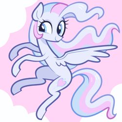 Size: 5000x5000 | Tagged: safe, imported from derpibooru, star catcher, pegasus, pony, cloud, cloudy, flowing mane, flying, g3, g3 to g4, generation leap, multicolored hair, multicolored mane, multicolored tail, show accurate, simple background, solo, tail