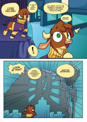 Size: 1920x2715 | Tagged: safe, artist:alexdti, artist:v-nico, imported from derpibooru, cow, them's fightin' herds, arizona (tfh), clothes, comic, community related, emanata, sweater