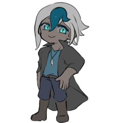 Size: 4096x4096 | Tagged: safe, artist:metaruscarlet, imported from derpibooru, oc, oc only, oc:elizabat stormfeather, human, belt, boots, chibi, clothes, coat, commission, dark skin, denim, female, humanized, humanized oc, jeans, necktie, pants, shirt, shoes, simple background, solo, t-shirt, transparent background