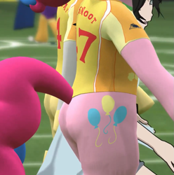 Size: 831x837 | Tagged: safe, imported from derpibooru, pinkie pie, pony, 4chan cup, butt, football, hand, soccer field, sports
