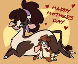 Size: 2023x1668 | Tagged: safe, artist:steelsoul, imported from derpibooru, minnesota (tfh), cow, them's fightin' herds, arizona (tfh), community related, female, mother and child, mother and daughter, mother's day, simple background