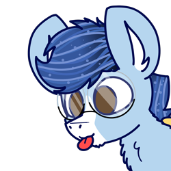 Size: 1920x1920 | Tagged: safe, alternate version, artist:nhale, imported from derpibooru, oc, oc only, oc:soaring spirit, pegasus, pony, armor, chest fluff, chin fluff, coat markings, ear fluff, ear markings, glasses, male, multicolored hair, pegasus oc, solo, stallion, tongue out, wing armor, wing brace, wings