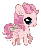 Size: 169x196 | Tagged: safe, artist:dizziness, imported from derpibooru, peachy, earth pony, pony, 2010, bow, chibi, colored pinnae, cute, dizziness's chibi ponies, female, g1, looking at you, mare, outline, raised hoof, simple background, solo, standing, tail, tail bow, transparent background