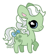 Size: 169x196 | Tagged: safe, artist:dizziness, imported from derpibooru, minty (g1), earth pony, pony, 2010, bow, chibi, colored pinnae, cute, dizziness's chibi ponies, female, g1, g1 mintabetes, looking at you, mare, outline, raised hoof, simple background, solo, standing, tail, tail bow, transparent background