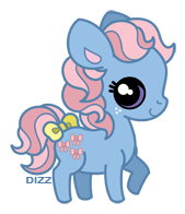 Size: 169x196 | Tagged: safe, artist:dizziness, imported from derpibooru, earth pony, pony, 2010, bow, bow tie (g1), chibi, colored pinnae, cute, dizziness's chibi ponies, female, freckles, g1, looking at you, mare, outline, raised hoof, simple background, solo, standing, tail, tail bow, transparent background