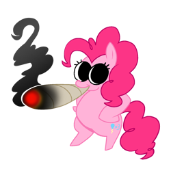Size: 1500x1500 | Tagged: safe, artist:xekinise, imported from derpibooru, pinkie pie, earth pony, pony, blunt, dilated pupils, drugs, hooves on hips, marijuana, meme, pinkie high, shitposting, simple background, solo, standing on two hooves, staring at you, transparent background