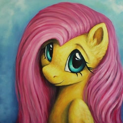 Size: 1536x1536 | Tagged: safe, imported from derpibooru, fluttershy, pegasus, pony, ai content, ai generated, generator:google gemini, prompter:enterusxrname, smiling, solo, the quality of ai art is frightening