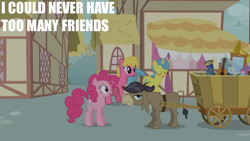 Size: 2000x1125 | Tagged: safe, edit, edited screencap, editor:quoterific, imported from derpibooru, screencap, cherry berry, cranky doodle donkey, lemon hearts, pinkie pie, a friend in deed