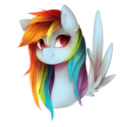 Size: 750x748 | Tagged: safe, imported from derpibooru, rainbow dash, pony, bust, female, mare, simple background, solo, white background